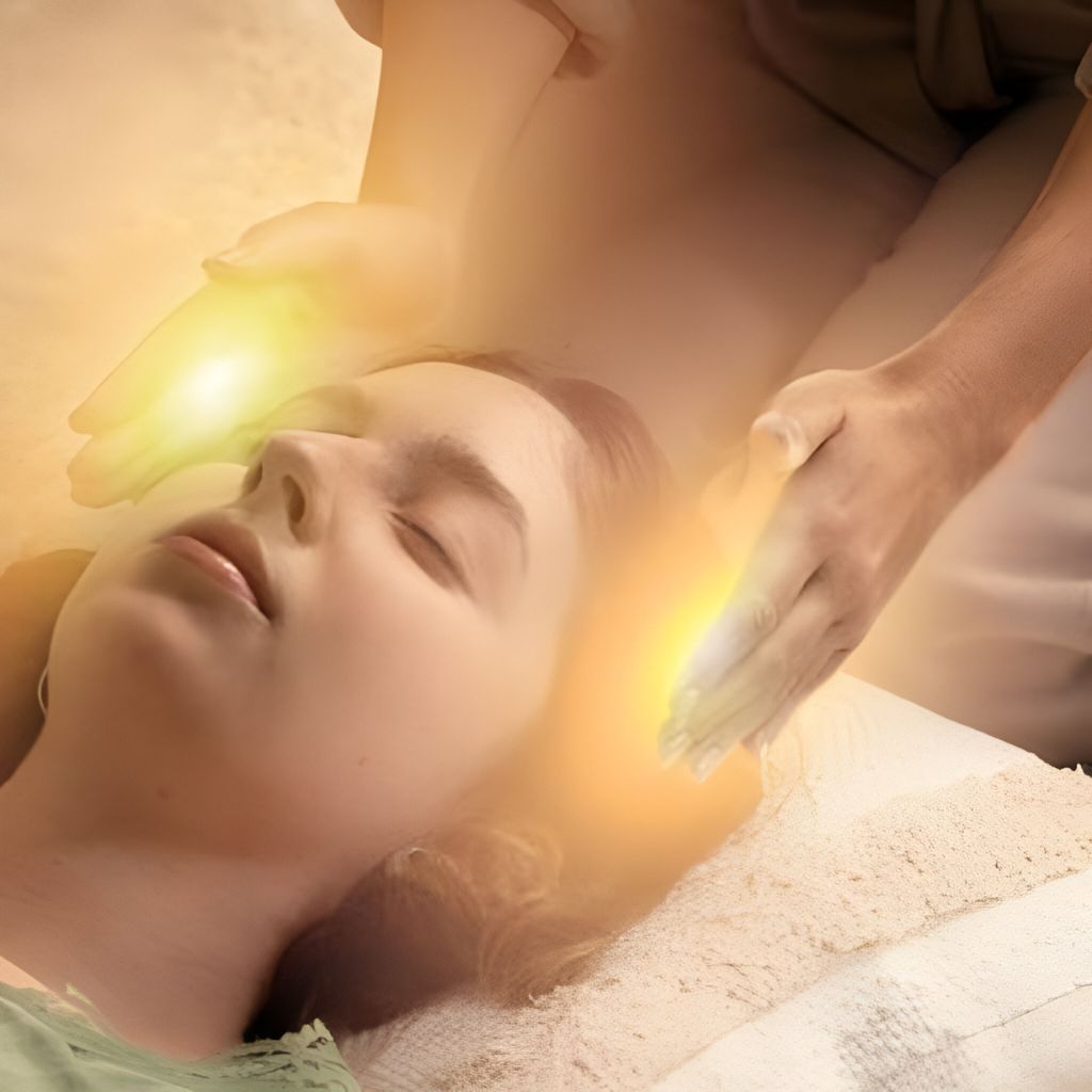 alt = "Soin énergétique avec massage du visage, mains du praticien sur le visage d'une personne allongée à Frossay en Loire Atlantique."